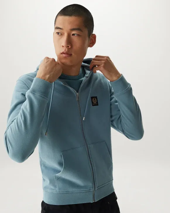 Belstaff Full Zip Hoodie Sweat Top in Arctic Blue