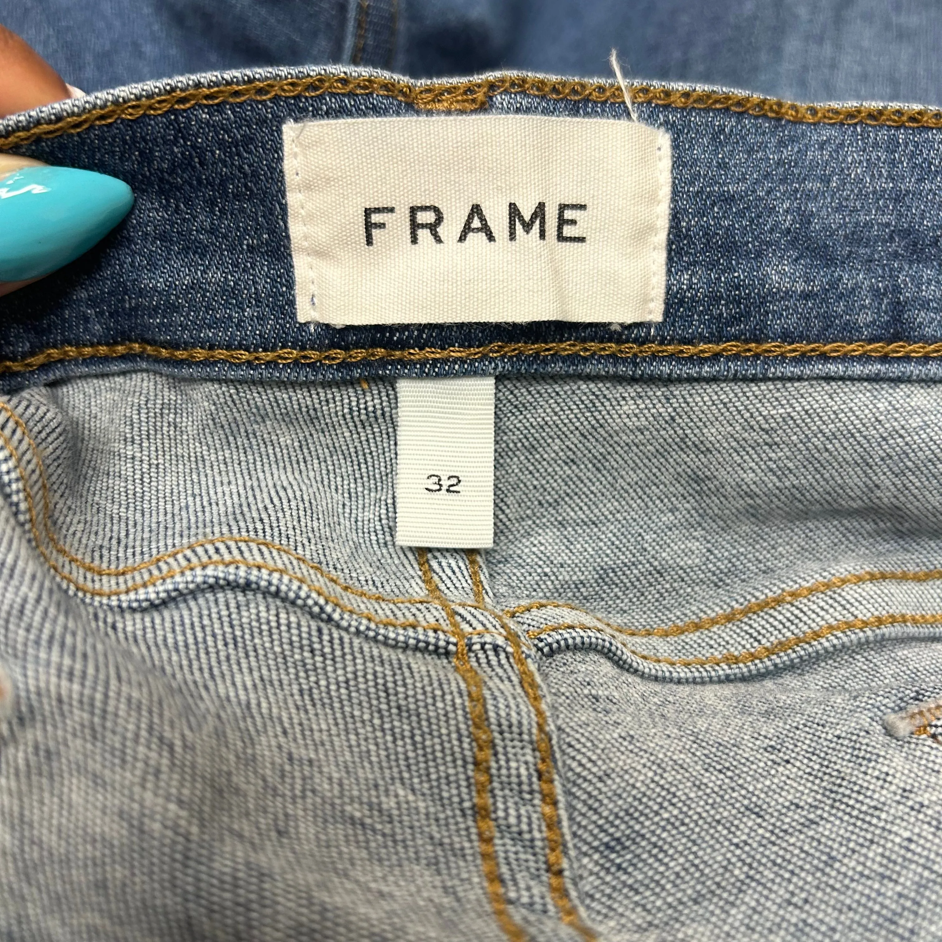 Blue Denim Jeans Straight By Frame, Size: 14