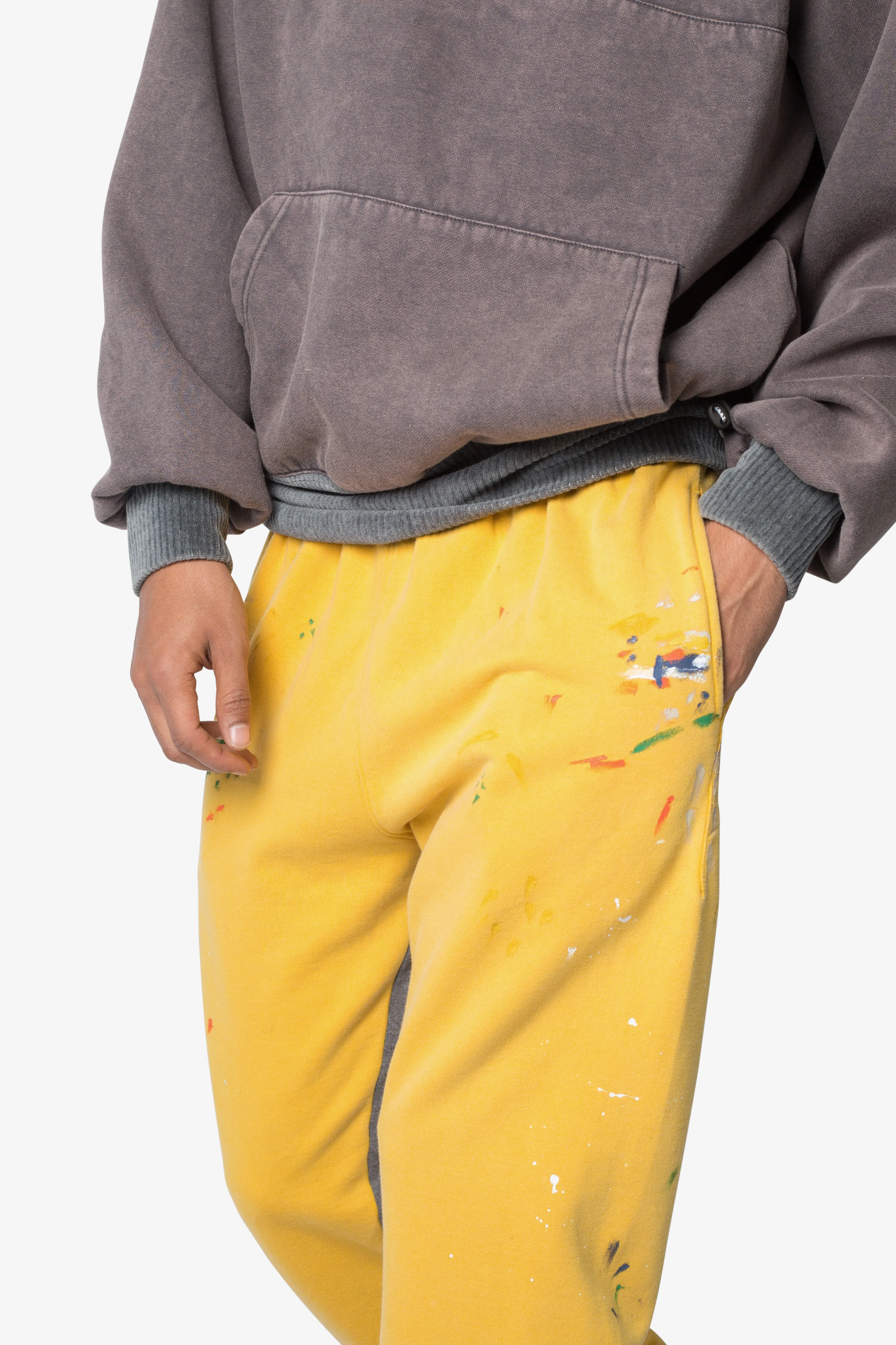 Contrast Bootcut Sweatpants - Yellow