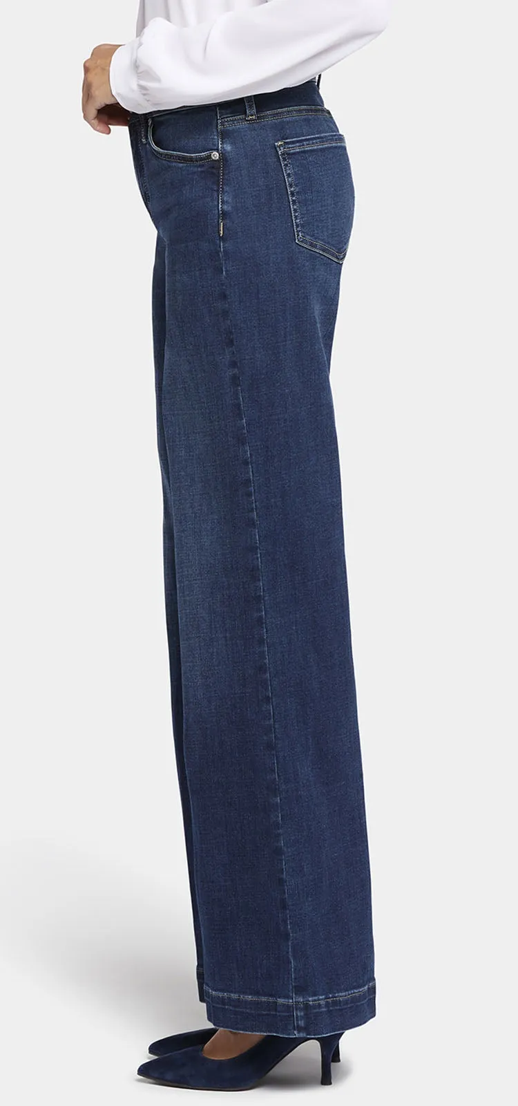 Teresa Wide Leg Jeans Mediumblauw Premium Denim | Cambridge